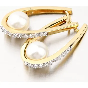 Náušnice Dámské náušnice žluté zlato 585 perly s a se zirkony 203P-124038