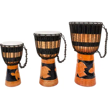Bicí nástroj Africký buben djembe s uměleckou řezbou želvy, Sittar 50 cm