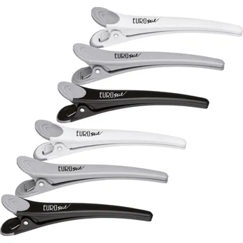 Klipsy do vlasů Eurostil Professional - 11 cm, černé, bílé, šedé, 6 ks (04376) + dárek zdarma