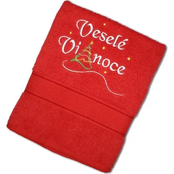 Osuška Osuška se slovenským nápisem Veselé Vianoce 70 x 130 cm červená