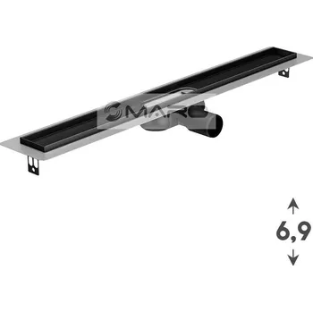 Odvodňovací žlab ACO Showerdrain C Žlab podlahový do prostoru,nerezový/černý, snížená výška 69 mm, boční odpad 50 mm, pro rošt 985 mm, 9010.88.25RAL9004