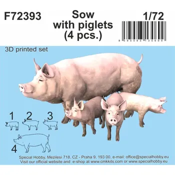 Plastikový model 1/72 Sow with piglets (4 pcs.)