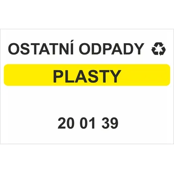 Značení Ostatní odpady 200139 - Plasty Samolepka PVC A7 (105 x 74 mm)