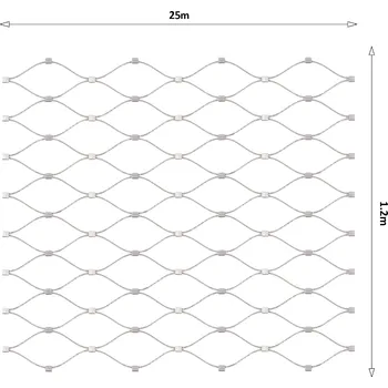 Pletivo Lanová sieť, 1,2 x 25 m, oko 60 x 104 mm, ø 2 mm, AISI 316
