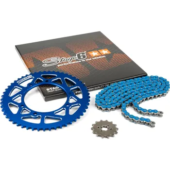 Řetězová sada 13x53 - 420 Stage6 alu CNC modrá Derbi Senda X-treme