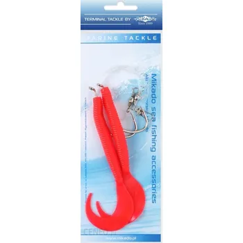 Mikado marine set - pilk d-twist návazec 14cm - háček 2x8/0 (červený)