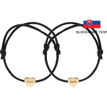 Náramek Doria Náramek MAMA a DCÉRA na šňůrce se srdcem N416