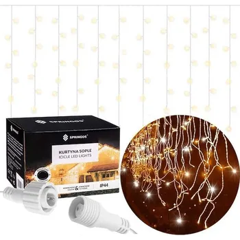 Vánoční dekorace Springos vánoční světýlka závěs 300LED 12m teplá bílá + flash