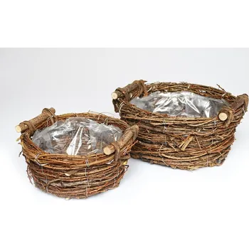 Obal na květináč Proutěný obal, s igelitem, kulatý, set 2 ks