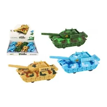 Hračka Tank plast 16cm na setrvačník na baterie se světlem se zvukem 3 barvy 8ks v boxu
