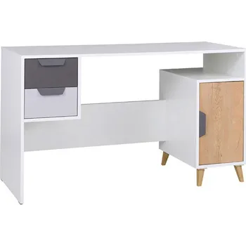 Psací stůl JOKER - psací stůl 13 - 130 cm - bílá/grafit/šedá/lefkas světlý