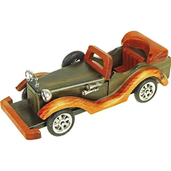autíčko Dřevěný model auta cabriolet 24cm (Dřevěné auto - délka 24 cm, materiály: dřevo a plast)