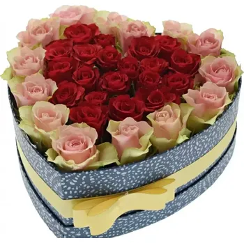 umělá květina Krabička růží ROSEBELLINE modrá 24x10cm