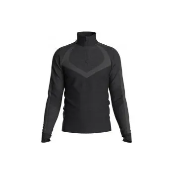 We Norwegians Funkční bezešvé triko z vlny se zipem Racer Black