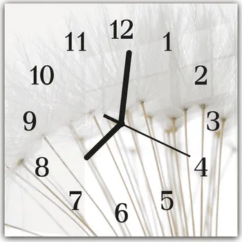 Hodiny Glasdekor Nástěnné hodiny plexi 30 x 30 cm odkvetlé pampelišky/bílé