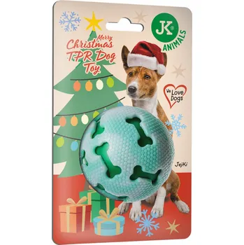 Hračka pro psa JK ANIMALS, Vánoční hračka - TPR míč, pískací, 7,5 cm