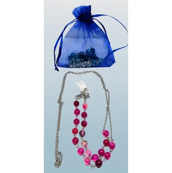 Šňůrka na brýle s přírodním achátem a chir. ocelí – esoterický dárek (růžový)