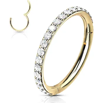 Piercing Šperky4U Piercing segment kruh s kamínky, zlacený - K1041-GD