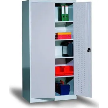 Skříňka na nářadí Kovová dílenská skříň, 195 x 95 x 60 cm, šedá