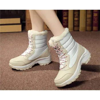 Dámská zimní obuv Dámské zimní kotníčkové nepromokavé boty s kožíškem Barva: béžovo bílá, Velikost EUR: 37