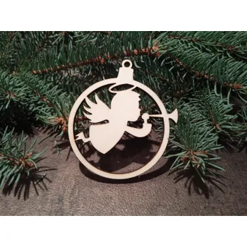 Vánoční ozdoba Vánoční dřevěná ozdoba Anděl s trumpetou