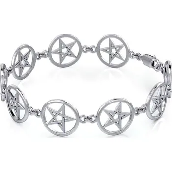 Náramek PENTAGRAMY, stříbrný náramek, Ag 925