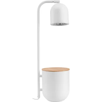 Lampička Kaspa, Stolní lampa Botanica s nádobou s dřevěným víkem bílá - Formadore