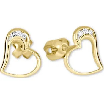 Šperk Soliter Zlaté náušnice srdce s krystaly 239 001 00772 + 2 měsíce na vrácení zboží