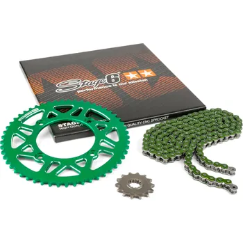 Řetězová sada 14x53 - 420 Stage6 alu CNC zelená Beta RR