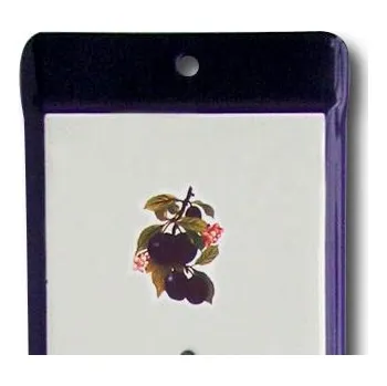 Domácí teploměr Venkovní teploměr smaltovaný, Modrobílý 860 x 140 mm, Motiv Švestky