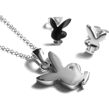 Souprava šperků Steel Jewelry Set náhrdelník a náušnice playboy z chirurgické oceli SET140305 dárkové balení zdarma