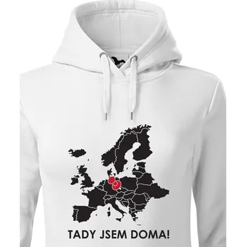 Dámská mikina Dámská mikina pro cestovatele Tady jsem doma, Barva Bílá, Velikost XS, Canvas Dámská mikina Bezvatriko.cz 0466