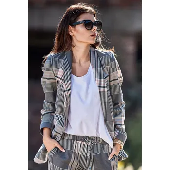 Dámské sako Sako volného střihu v městském stylu A337 Barva: Kostkovaná, Velikost: M