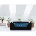 Vířivá vana černá se stříbrnou LED osvětlení sanitární akrylát a sklo 174 x 79 cm Beliani