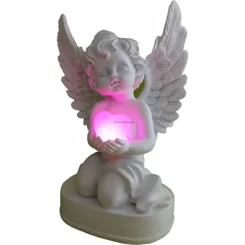 Vánoční dekorace Veselý andílek LED svítící se srdcem 21cm