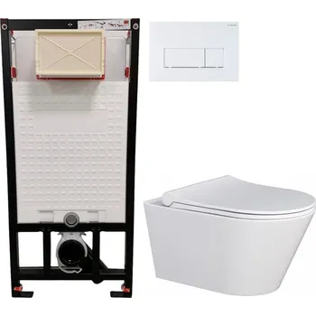 Klozet DEANTE Podomítkový rám, pro závěsné WC mísy + SLIM tlačítko bílé + WC MYJOYS MY1 + SEDÁTKO CST_WC01 A51P MY1