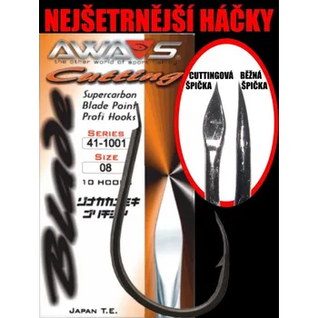 Rybářský háček Háček AWA-S, Cutting Supercarbon serie 41-1001, vel. 2, 10 ks