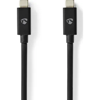 Mobilní telefon NEDIS USB kabel | USB 4.0 Gen 3x2 | USB-C™ Zástrčka | USB-C™ Zástrčka | 240 W | 8K@60Hz | 40 Gbps | Poniklované | 1.00 m | Kulatý | PVC | Černá | Box