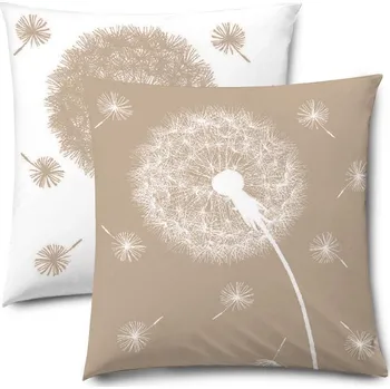 Povlak na dekorativní polštářek XPOSE® Bavlněný povlak na polštář PAMPELIŠKY DUO - hnědý/bílý 40x40 cm 2ks, Bavlna + Prodloužená možnost vrácení zboží do 50 dnů