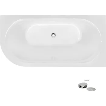 Besco Akrylátová volně stojící vana Avita A-Line CC/NP 150x75 (160x75, 170x75), napouštění přes přepad Rozměry (cm): 170x75, Typ a barva výpustě: McAlpine Click-Clack s napouštěním přes přepad, chrom, Orientace: Pravá