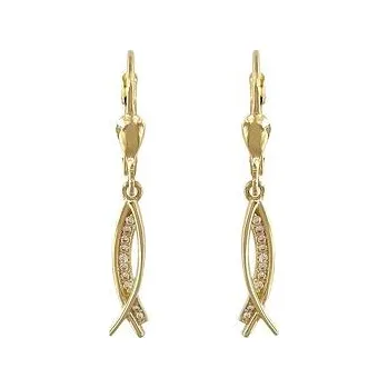 Náušnice Zlaté náušnice visací se zirkony Au585/1000 hmotnost 2,01g