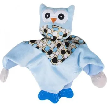 plyšák Modrá plyšová sova s kousátkem