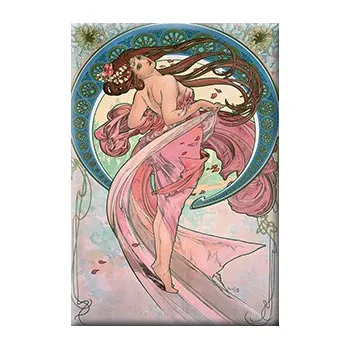 Dekorativní magnet Plumeria Plu - Magnetka Alphons Mucha, Arts Dance - 8 x 5,5 cm