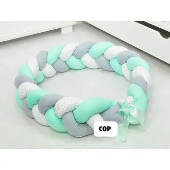 Dětská postýlka Mantinel cop pletený - šedé puntíky