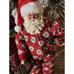 Vánoční dekorace taťka Santa Claus v overalu s bačkorkama - 16*8*28 cm