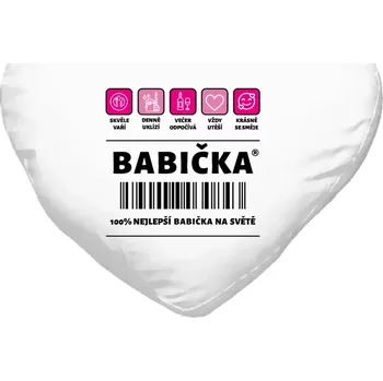 Polštář Polštář srdce 40x35 cm Čárový kód - babička