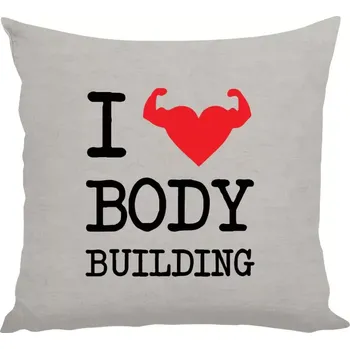 Polštář Polštář pro fitness nadšence - I love bodybuilding - 40 × 40 cm