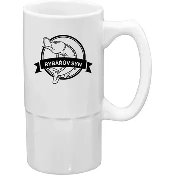 Sklenice Půllitr bílý vysoký Rybářův syn