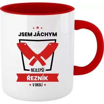 Hrnek pro řezníky - Nejlepší v okolí - řezník - červený vnitřek a ucho 330 ml