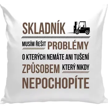 Polštář Polštář bílý 40x40 cm Musím řešit problémy - skladník